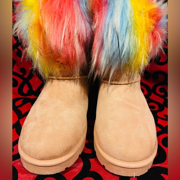 Rouge Multi-color Fur Collar Booties - Picture 7 of 15